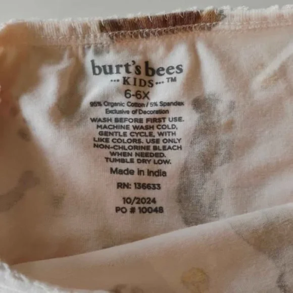 NWT Burt's Bees girls underwear, pack of 5, size 6 - Picture 3 of 3